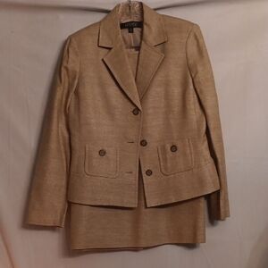 Kasper Tan Blazer Suit Set Classic Business Casual Size 6